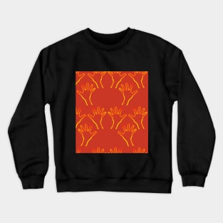 Cave Hands Anew Yellow-Red on Orange-Red 5748 Crewneck Sweatshirt